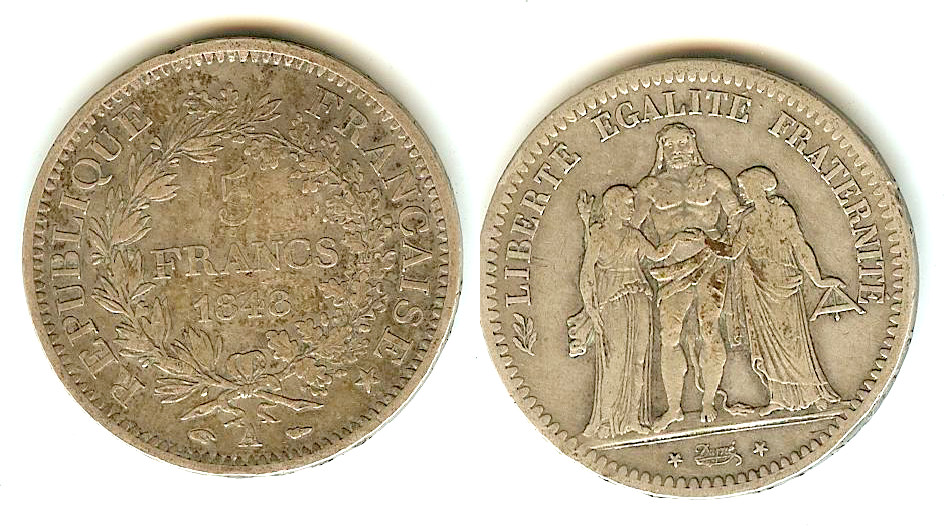5 Francs Hercule 1848A VF